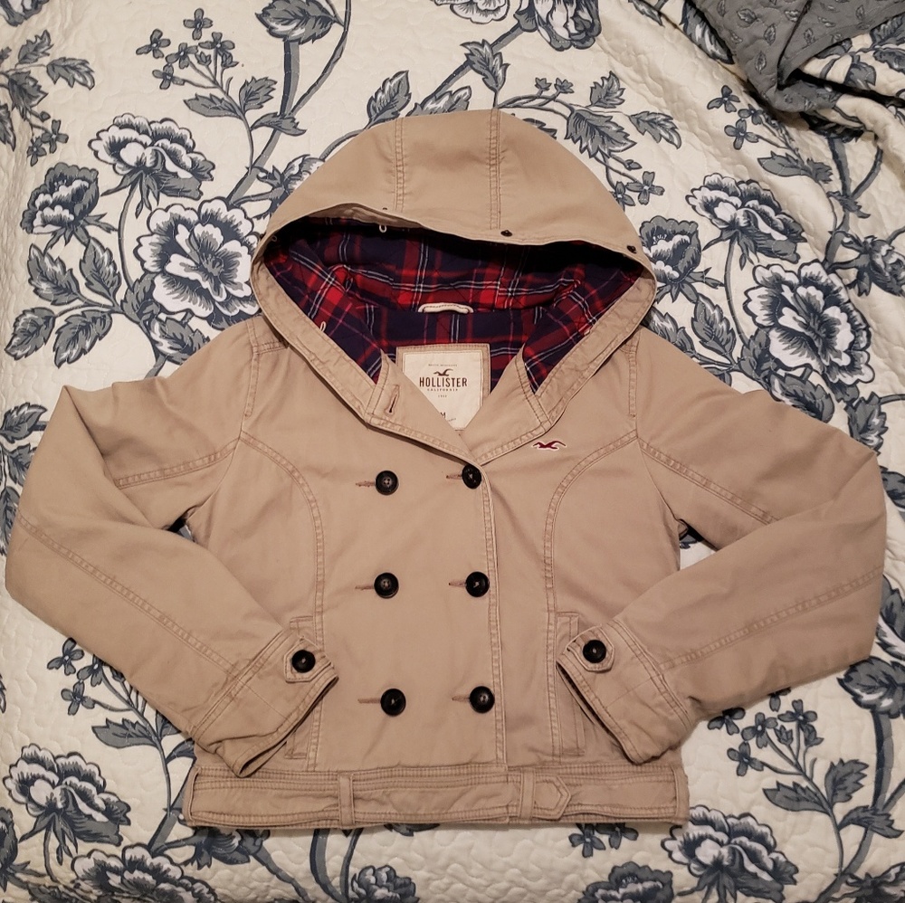 Hollister Tan Double Breasted Utility Jacket